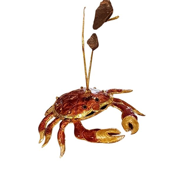 Alsan Victorian Enameling Cloisonné Ornament Crab Hinged Legs Beach - Picture 3 of 13